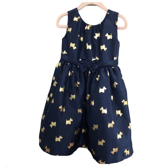 Gymboree Scottie Dog Gold Foil Dress Navy Blue 4T - Picture 8 of 8